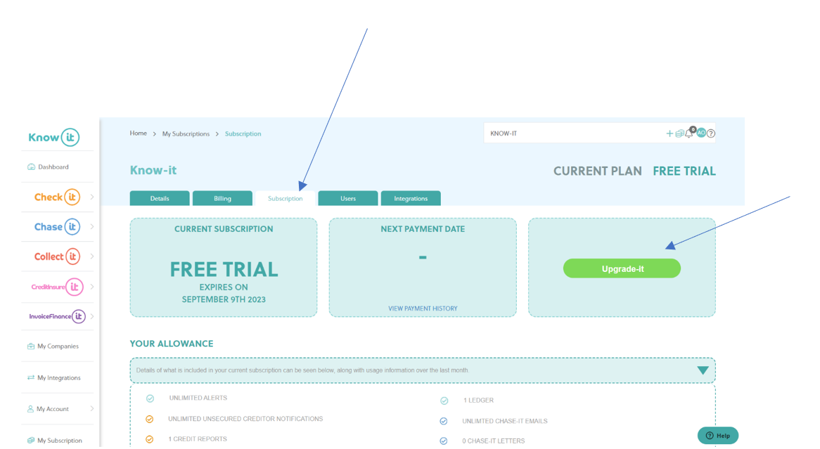 How To Upgrade From Free Trial To Know It All Knowledge Base